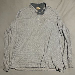 Faherty Long-Sleeve Polo - Blue/White Striped - XL